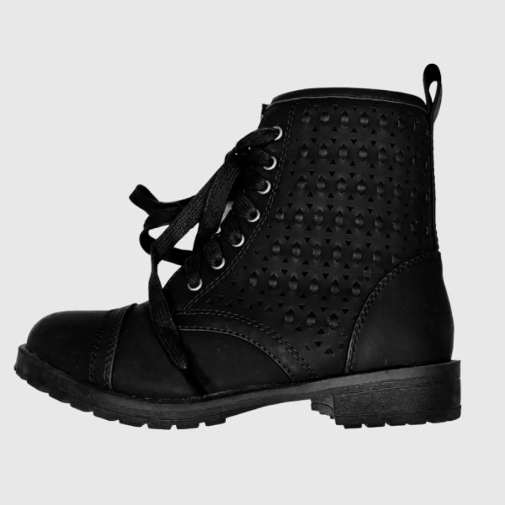 SO American Heritage Ivy Boots‎ Black Girls Size 12 Side Easy Zip Combat Boots